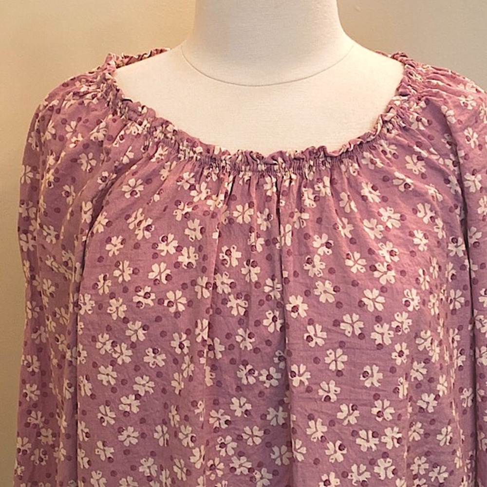 Sonoma Purple Cream Floral Print SZ XXL Soft Girl Romantic Cottagecore Boho Top - Picture 2 of 9